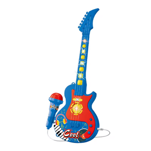 Blue Kids Karaoke Singing Machine Kit de guitarra eléctrica barata con micrófono Juego de simulación y juguetes preescolares para niños - Product Image 1