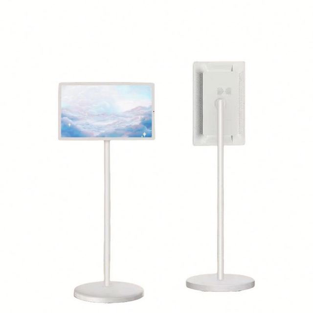 27Inch Mobile Portable Rotatable Android 10 HDTV Player with Touch Screen White Vertical LED Backlit 1080p Full HD 60Hz TV Stand