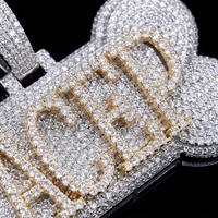 Collar con Colgante de Letra Unisex, Estilo Hip Hop, con Incrustaciones de Moissanita VVS 3D, Plata de Ley 925, Chapado en Oro de 18K