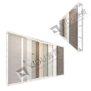Yidu Fabriek Handvat Push Pull Metalen Frame Sliding Houten Deuren Standfor Interieur Dia Showroom Deur Display Rack