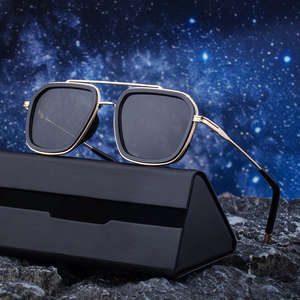 Lunettes de soleil carrées <span class=keywords><strong>en</strong></span> métal à double pont UV400 personnalisées avec logo, tendance et stylées, pour hommes, de la marque Partagas Wholesale Fashion. - Product Image 1