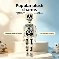 Nouveau produit haut de gamme : Porte-clés pendentif squelette d'Halloween en peluche, os blancs, pour une ambiance amusante, cadeau mignon pour enfants