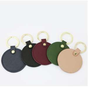 Porte-clés rond en cuir véritable de luxe, style logo personnalisé pour la Saint-Valentin/Fête des Mères/Fête des Pères - Product Image 3