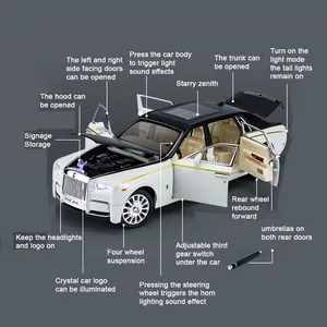 Coche de Juguete de Metal de Aleación de Zinc, <span class=keywords><strong>Rolls</strong></span> <span class=keywords><strong>Royce</strong></span> <span class=keywords><strong>Phantom</strong></span> a Escala 1/24, con Función de Retroceso, para Mayores de 14 Años, Colección de Regalos - Product Image 3