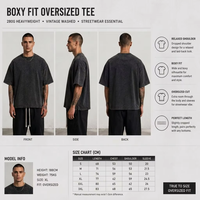 T-shirt Homme Oversize en Coton 280g, Style Vintage Délavé, Motif Personnalisé, Streetwear, Lavage Acide, Vierge pour Impression, Fabrication Usine