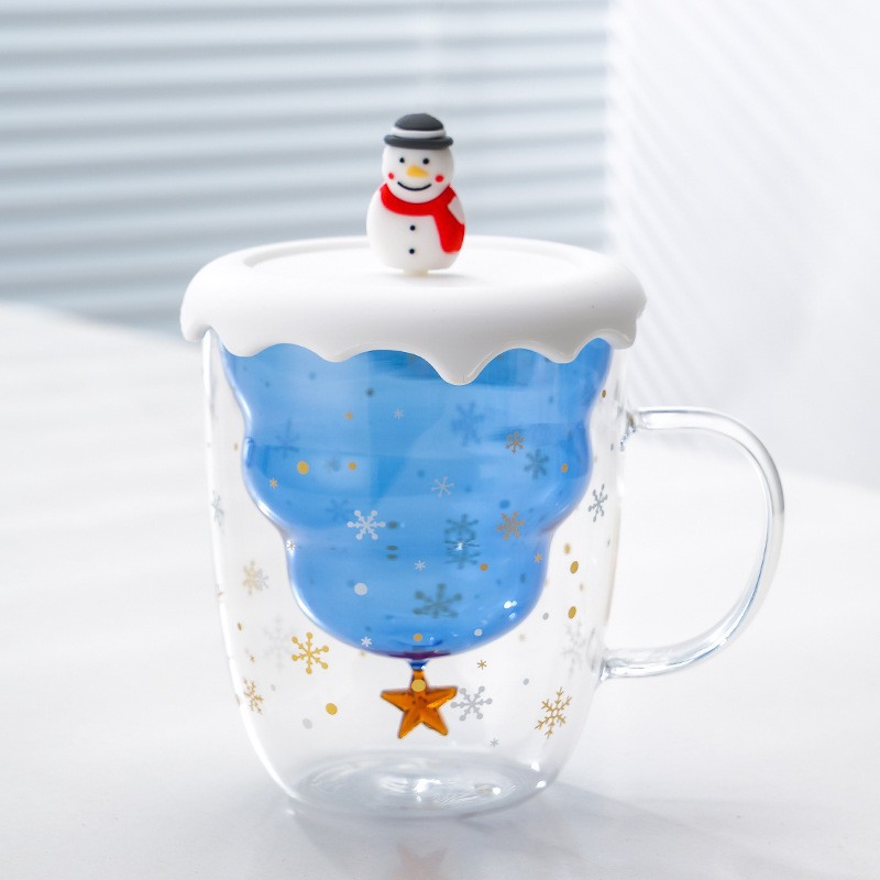 กล่องสีฟ้า ถุงกันกระแทก ลายสโนว์แมนเดี่ยว