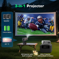 Mini Proyector Recargable de 15600 mAh para Exteriores, Compatible con 4K 250ANSI, Proyector de Video Inteligente Portátil con Android para Juegos, Batería Integrada