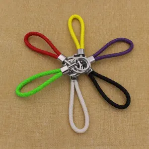 Factory Sale 3D PVC Keychain in Various Colors PU Leather Braided Woven Keyring & Silicone Carabiner for Promotions
