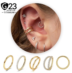 JiaXin Anelli per il Naso a Doppio Cerchio con Cerniera in Titanio ASTM F136, Anelli per Trago, <span class=keywords><strong>Helix</strong></span>, Daith, Septum, Conch, Rook, Labbro - Product Image 1