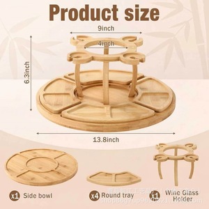 Cross-border creative wooden picnic <b>plate</b> with wine bottle storage <b>rack</b>, solid wood outdoor picnic detachable snack <b>plate</b> - Product Image 4