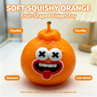 Mainan Fidget Squishy Oranye untuk Anak Perempuan & Laki-laki, Lembut, Penghilang Stres, Bentuk Buah Lucu dengan Ekspresi yang Dapat Berubah