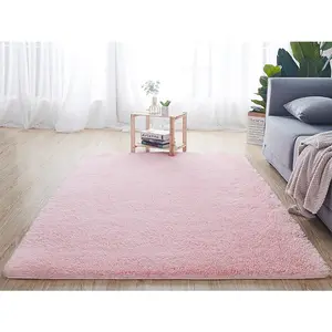 Großhandel Schaffell weiche Textur, Long Pile einfarbigen Bereich flauschigen Teppich Wohnzimmer Fleece PV Plüsch Pelz Fußmatten Teppich/