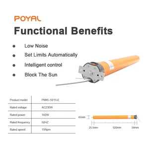 POYAL Moteur flexible de volet roulant électrique silencieux et intelligent pour auvent à volet vertical électrique