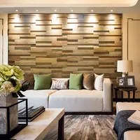 Promotion : Panneau mural moderne en mosaïque 3D en bois massif d'orme blanc, motif damassé, 300x900mm, pour salon, restaurant, intérieur commercial