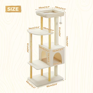 Árbol para Gatos de Madera Moderno y Grande, Ajustable en Altura, con Múltiples Niveles, <span class=keywords><strong>Casa</strong></span> para Gatos de Madera para Interiores - Product Image 2