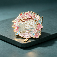 Aimant de réfrigérateur en métal, souvenir de voyage, souvenir de campus, cadeau, avec motif floral en relief émaillé Sakura, style Quicksand Window, en lot