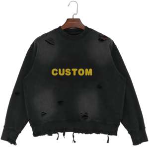 เสื้อฮู้ดดี้<span class=keywords><strong>ผู้ชาย</strong></span>แขนยาวสไตล์สตรีทแวร์ ลวดลายโลโก้แบบกำหนดเอง ลุคทำสีซีดแบบวินเทจ - Product Image 1