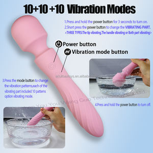 Damen 30 Modi Vibrator 10-Gang Handheld <span class=keywords><strong>Double</strong></span>-Ended USB wiederauf ladbare wasserdichte Mini Personal <span class=keywords><strong>Wand</strong></span> Massage gerät Adult Toys - Product Image 3