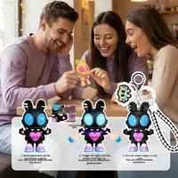 Porte-clés interactif en forme de lapin - Jouet fantaisie lumineux et sonore sensible au toucher - Pendentif original en gros