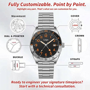 Fabricante de Relojes Automáticos NH34 <span class=keywords><strong>GMT</strong></span> Personalizados, Marca Privada Premium, Venta al por Mayor, Relojes para Hombre con Doble Zona Horaria - Product Image 2