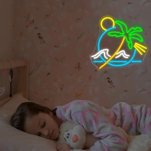 Neon tường nghệ thuật USB powered Nhiều Màu cây cọ và mặt trời thiết kế <span class=keywords><strong>LED</strong></span> ánh sáng cho phòng ngủ bar cafe khách sạn Câu Lạc Bộ bãi biển chủ đề nhà - Product Image 4