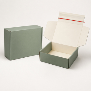 Custom Sage Green Tear Strip Zipper Mailer <b>Box</b> Corrugated Aircraft <b>Box</b> Custom Logo Print <b>Foldable</b> Shipping <b>Box</b> Factory Direct - Product Image 1