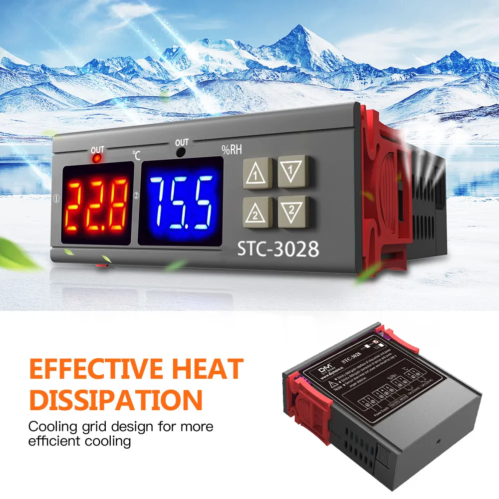 Diymore STC-3028 Dual LED Digital Thermoregulator Thermometer Hygrometer SHT20 Temperature Humidity Sensor Humidistat Thermostat