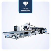Máquina de anidación atc cnc, línea de producción de muebles, enrutador de trabajo de madera cnc con etiquetado de descarga de carga