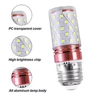 Ampoule LED colorée E27 E14 12W 16W, type maïs, AC220V, 270/Beam, décorative, sans clignotement, rouge, bleu, jaune, pour lustres d'intérieur