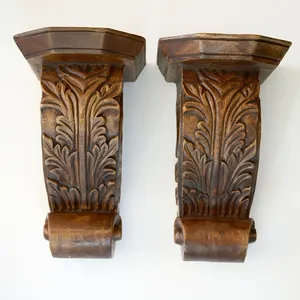 Pr-barra de cortina tallada de madera Vintage, candelabros, diseño de desplazamiento de hojas de acanto