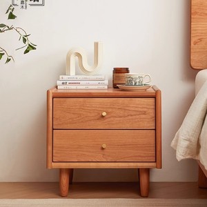 Cherry Wood Solid Wood Nightstand With <b>Drawers</b> Bedroom Storage <b>Side</b> Table Nordic Minimalist Design - Product Image 4