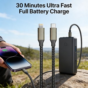 สาย USB C to L 27W PD ชาร์จเร็ว สายถักไนลอน สำหรับ <span class=keywords><strong>iPhone</strong></span> <span class=keywords><strong>14</strong></span> 13 12 ซิงค์ข้อมูล + ชาร์จ 2-in-1 - Product Image 4