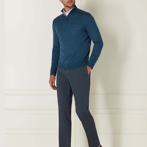 Vente en gros de <span class=keywords><strong>pull</strong></span> pour hommes avec logo personnalisé 70% laine 30% <span class=keywords><strong>cachemire</strong></span> demi-fermeture éclair anti-boulochage tricot hiver Service OEM disponible - Product Image 3