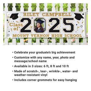 2025 Congrats Grad Party Wall Decor Backdrop <strong>Graduation</strong> Banner Indoor Outdoor <strong>Graduation</strong> Favors Waterproof PVC <strong>Vinyl</strong> - Product Image 2
