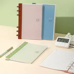 Penutup kain perca disk notebook terikat jamur binding PP & penutup kulit A5 notebook daun longgar