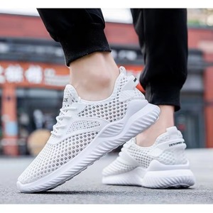 Summer Breathable <b>Thin</b> Mesh Lace-Up Shoes for Men Black Lightweight Sporty Casual Running Anti-Slip Large Mesh Hollowed-Out - Product Image 6