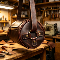 Tas Selempang Kulit Pria Boshiho Vintage Kapasitas Besar Kulit Full Grain Tas Bahu Pria untuk Kerja, Perjalanan, dan Kegunaan Sehari-hari
