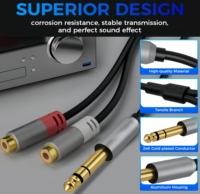 Câble adaptateur Y 6,35 mm vers double RCA, stéréo TRS mâle vers 2 RCA femelle pour amplificateur et guitare