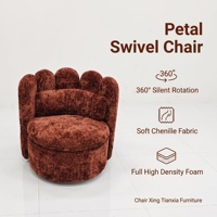 Fauteuil pivotant d'appoint Petal Back, fauteuil individuel unique en forme de fleur, fauteuil de salon rotatif en tissu chenille pour le salon