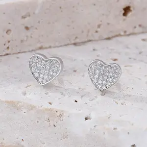 925 anting perak murni anting perak murni berlian berbentuk hati anting perak murni modis dan personalisasi grosir anting wanita