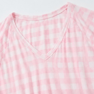 Conjunto de Dos Piezas de Ropa para <span class=keywords><strong>Mujer</strong></span> a Precio de Fábrica al por Mayor, Conjunto de Pijama Holgado de Pierna Ancha, Ropa de Dormir de Algodón a Cuadros para <span class=keywords><strong>Mujer</strong></span> - Product Image 2