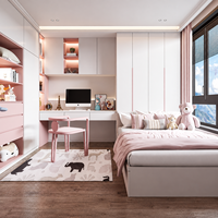 Ensemble de meubles modernes pour chambre de fille en bois, lit enfant personnalisé, armoire, bureau d'étude, bibliothèque, meuble de rangement, sécurité, hôtel
