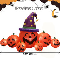 Decoración Inflable de Halloween Personalizada de 8 Pies, Impermeable, con 7 Piezas, Sombrero de Mago Calabaza, Luces LED, para Exteriores, Jardín, Hotel, Césped, Fiesta
