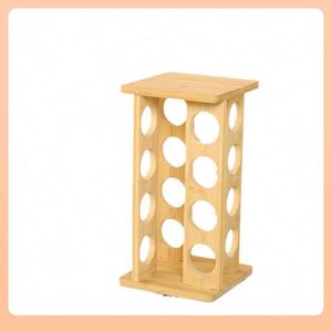 Moderno y Sencillo Soporte Giratorio Cuadrado de Bambú para Botellas de Condimento, Juego de Utensilios de Cocina para Especias, Uso Doméstico - Product Image 2