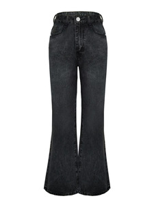 Pantalon de maternité pour femme, coupe large, <span class=keywords><strong>jean</strong></span> de <span class=keywords><strong>grossesse</strong></span> taille haute, ample, lavable, avec poches, noir, taille moyenne - Product Image 3