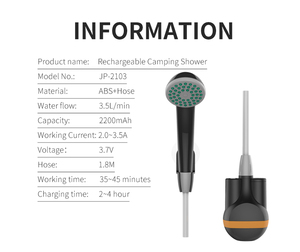 Accessoires de toilette innovants Douche de camping en plein air portable rechargeable par USB avec tête de bidet pour la randonnée - Product Image 5