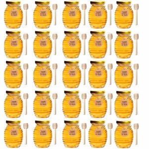 Juego de mini tarros de miel de vidrio, tarro de miel redondo de vidrio con tapa dorada, tarro de vidrio sellado - 70 ml - Product Image 6