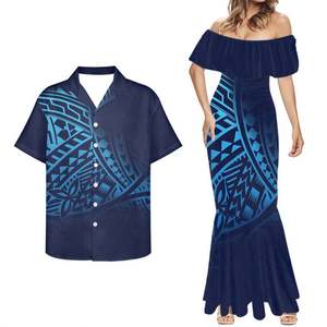 Pareja ropa amante polinesio Tribal samoano Tongan tatuajes Fijian Tapa estampado Floral diseño personalizado cócteles vestidos 2022 mujeres - Product Image 4