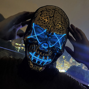 Masque d'Halloween en PVC Horreur Lumineux pour le Poisson d'avril, Accessoire de Maquillage, Tête de Squelette, Citrouille, Monstre, <span class=keywords><strong>Joker</strong></span> - Product Image 5