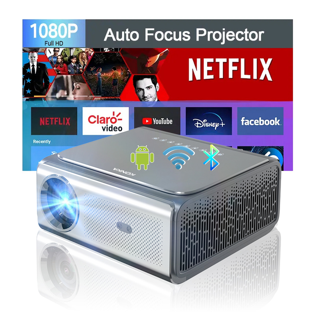 Veacine A8 Mini Portable LED LCD Projector 1080P 4K Support Android 12 WiFi 6 Netflix YouTube TV Auto Focus Electronics